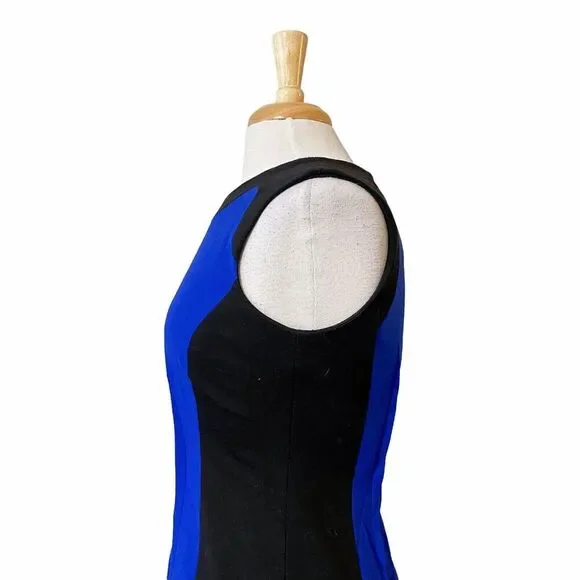 Calvin Klein Dress Size 4 Women's Royal Blue Sleeveless Back Zip Midi Sheath - Picture 7 of 9